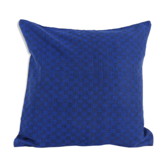 Blue hand-woven cushion cover