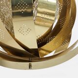 'Moon' pendant lamp, in brass and glass strips, 1970s