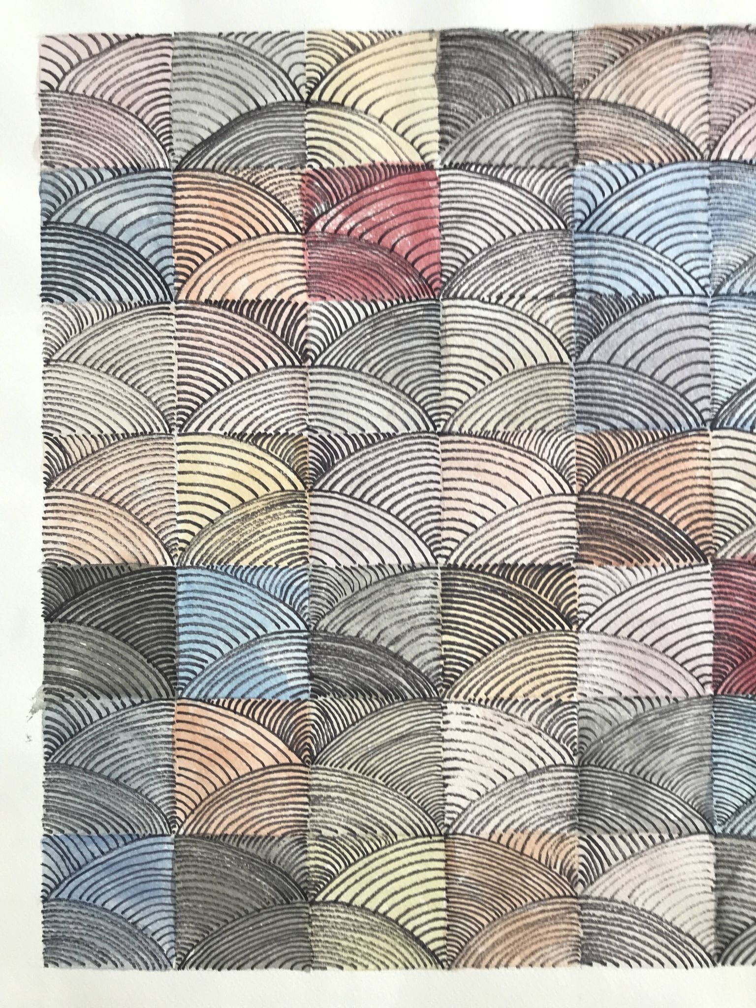 Contemporary school: mixed technique on paper, Untitled (shell), circa 2021