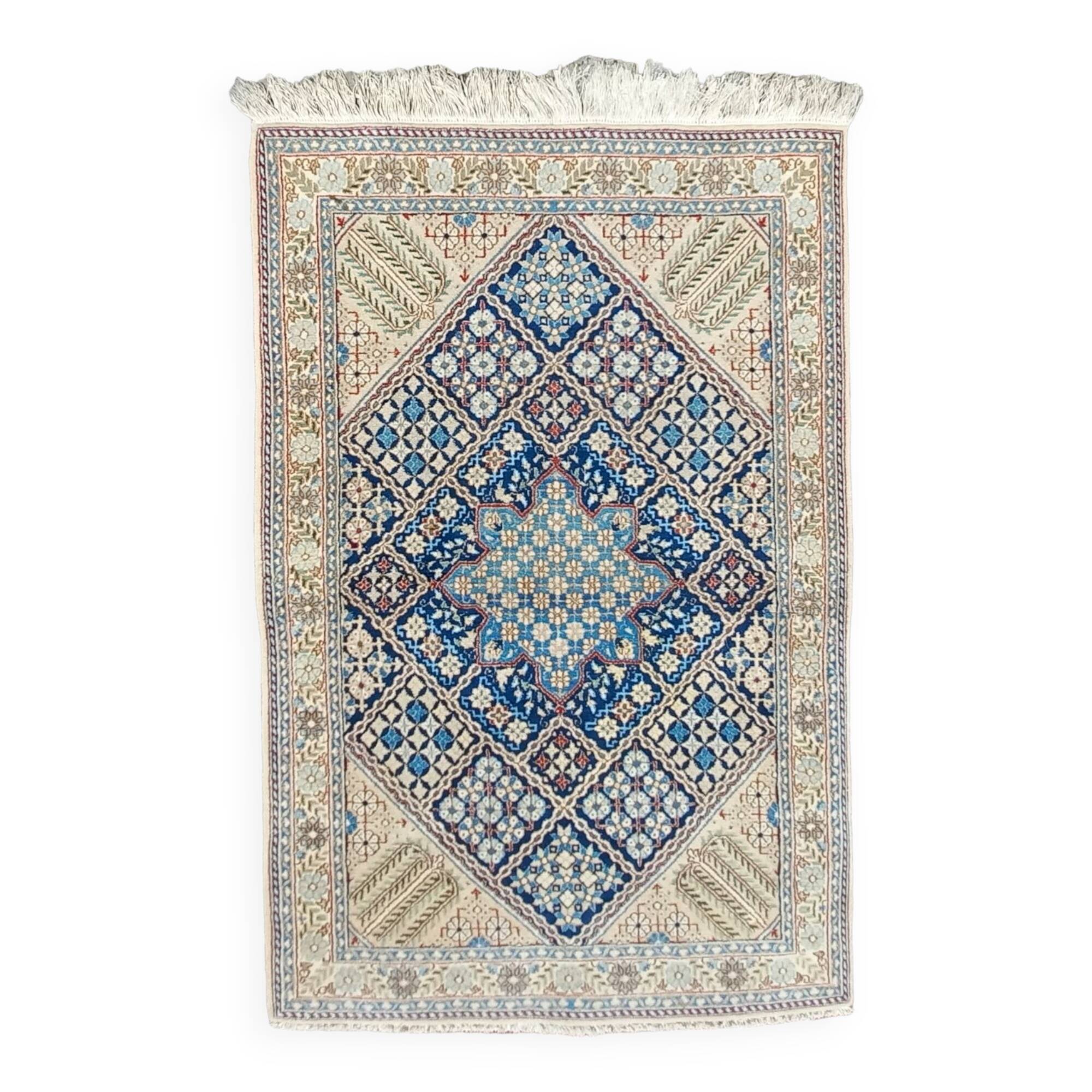 Grand Tapis Ancien Persan Naïn - Laine Fait Main - 160 X 109 Cm - XIXème