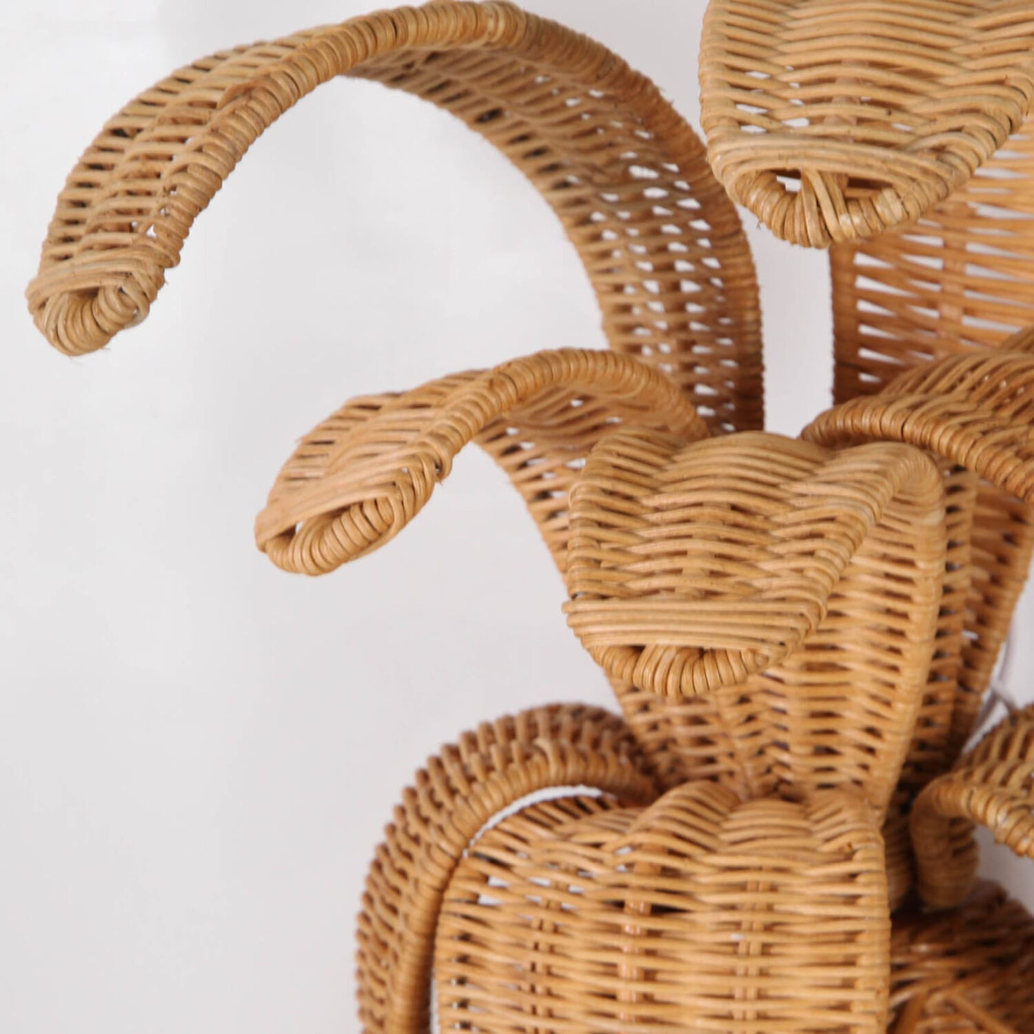 Pair of "pineapple" wall lights in rattan