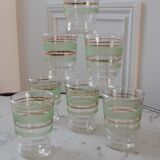 Set of 7 glasses light green granite years 50-60