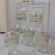 Lot de 7 verres granité vert clair années 50-60