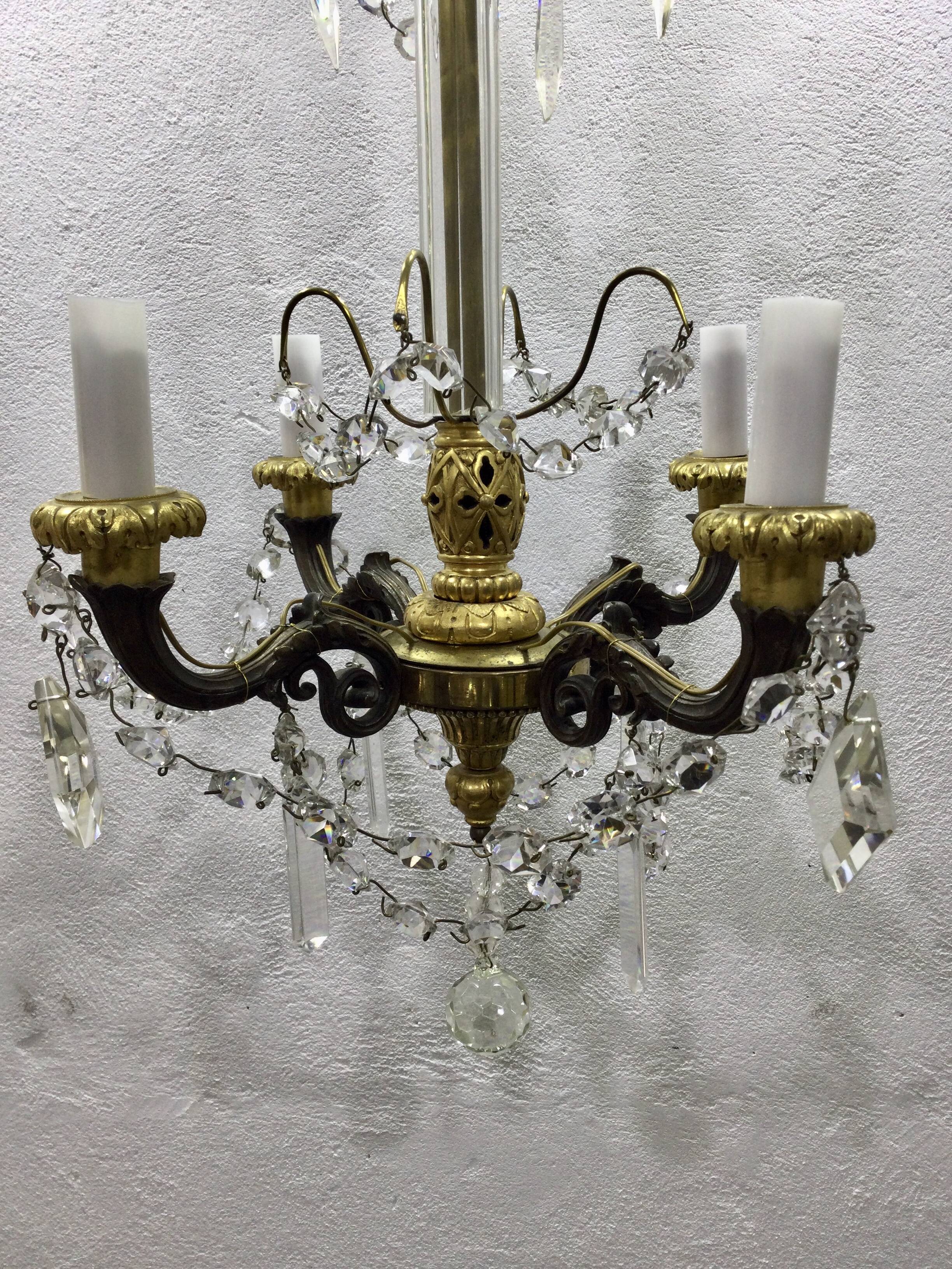 4-light bronze Napoleon III chandelier