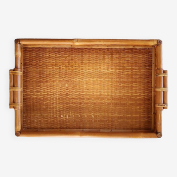 Bamboo and cane tray. Chinese manufacturing