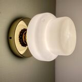 Vintage globe wall lamp in white opaline