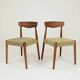 Set 2 Dining Chairs Solid Wood Ash Green Jacquard Fabric