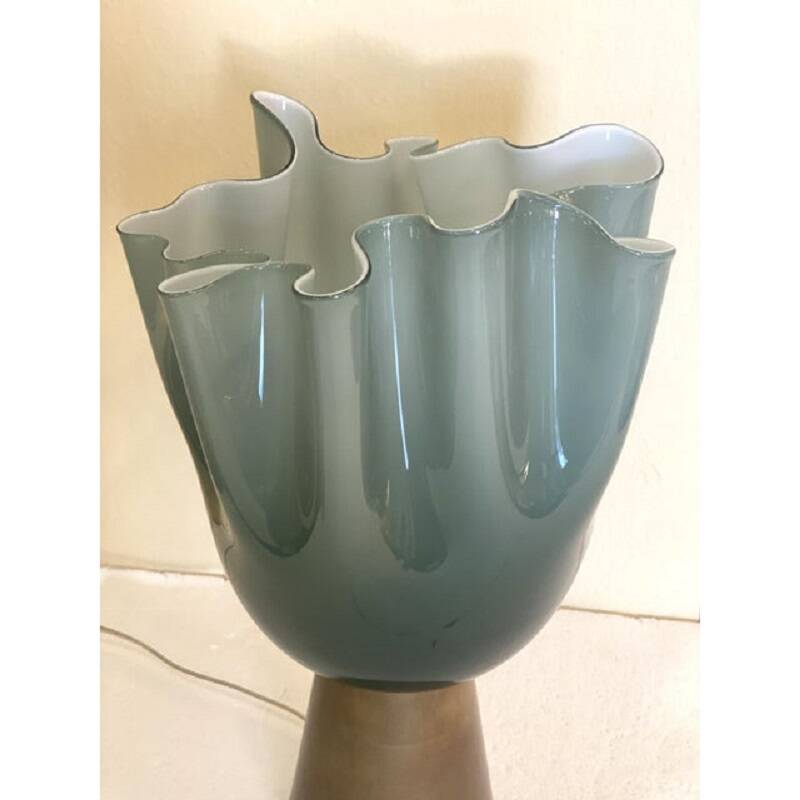 Contemporary Milky-Green Murano Style Glass Table Lamp