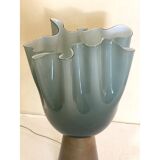 Lampe de table contemporaine en verre de style Murano vert laiteux