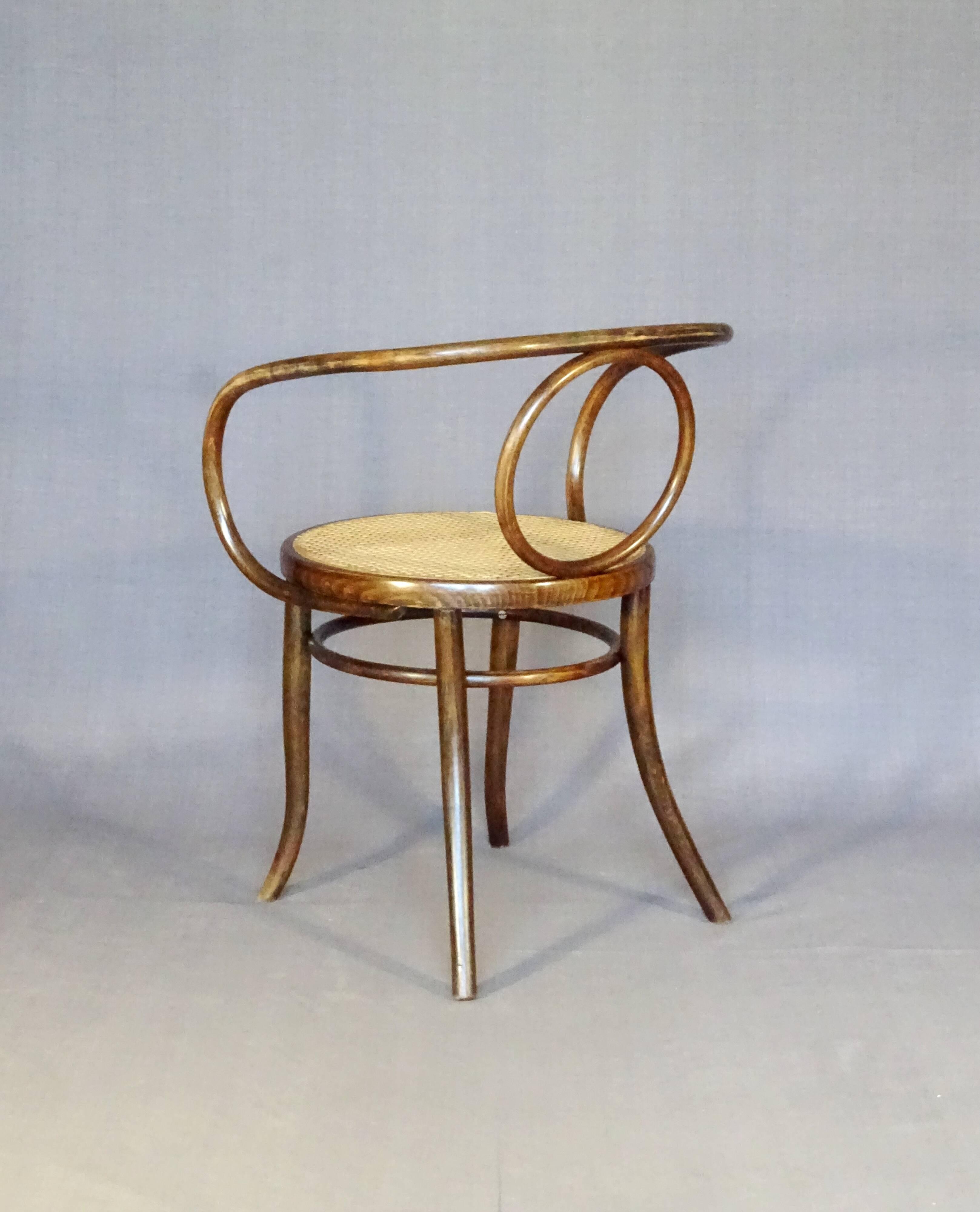 Le Corbusier armchair by Fischel 1890 caned, not Thonet.