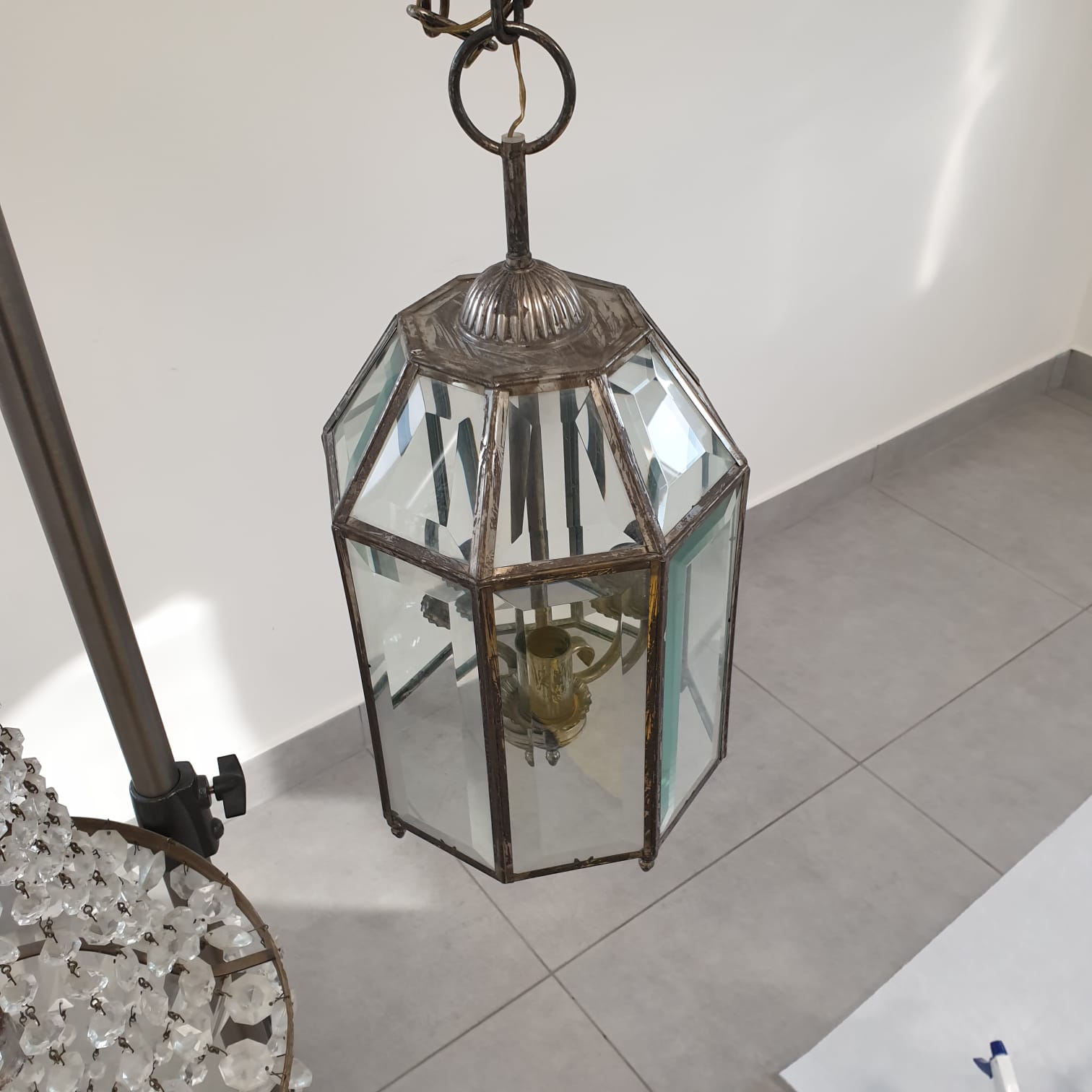 Lustre en étain et verre biseauté Veneto