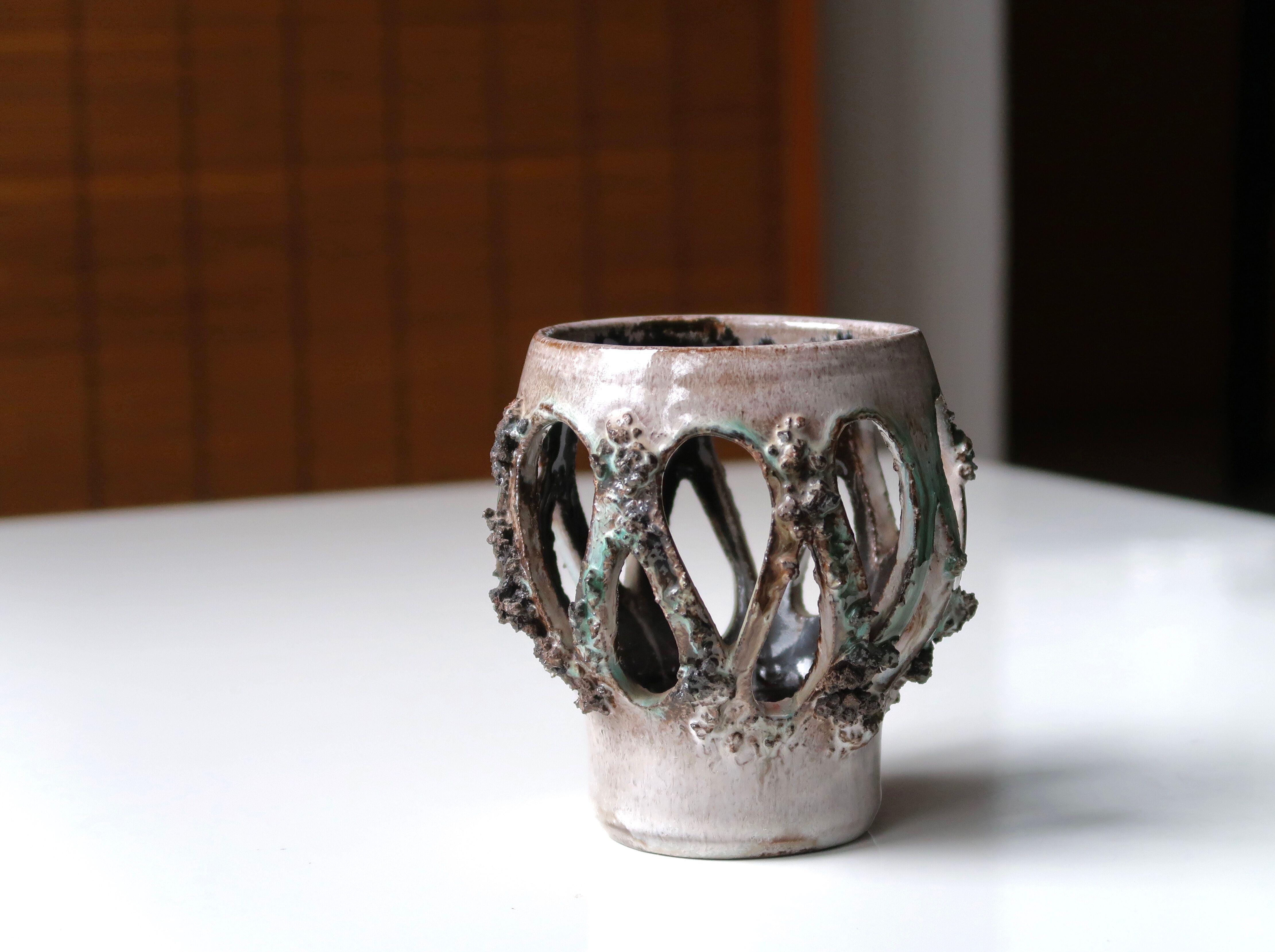 Ceramic photophore candle holder Glit Iceland Lava, 60s