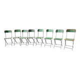 Lot de 8 chaises pliantes industrielles en métal peint vert