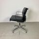 Eames black leather Soft Pad Group chair made by Vitra for Herman Miller