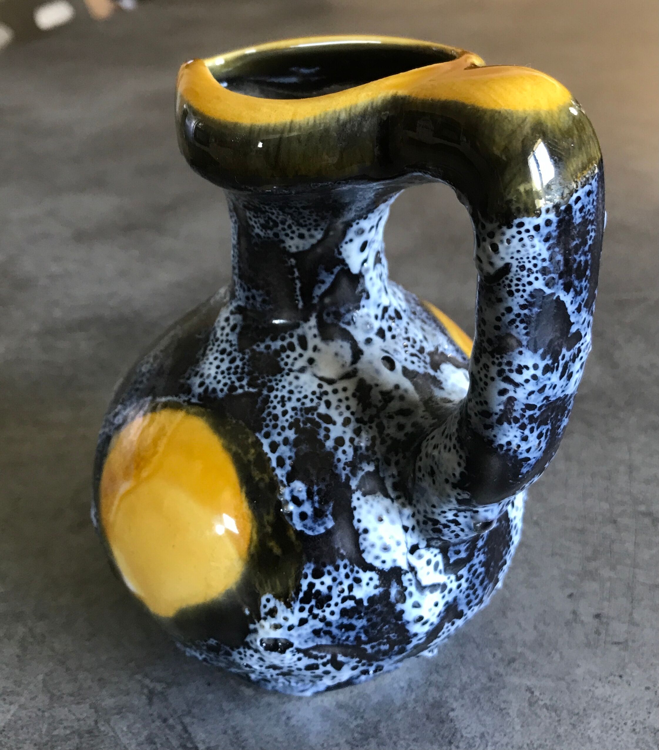 Ceramic pitcher fat lava from vallauris 14.5 cm