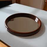 Scandinavian round mirror from the 70s brown plastic Finnmirror made in Finland