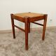 Vintage straw stool in cherry wood 70s/80s