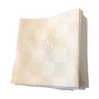 Lot 2 nappes et 12 serviettes - monogramme gm