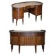 Regency style hardwood and leather kidney desk with gallery.