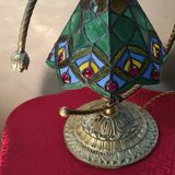bronze and brass lamp tiffany style glass lampshade 38x32 inter on socket