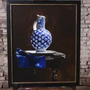 Still life with Westerwald jug on pewter plate – Marjolein van den Berg