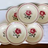 6 vintage Badonviller soup plates, Germaine model 220635