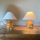 Two Danish lamps, 2x2 m of fabric cables, cotton shades.