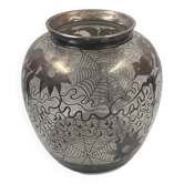 Old silver enameled vase? - art nouveau - decor provided cat, squirrel, bird