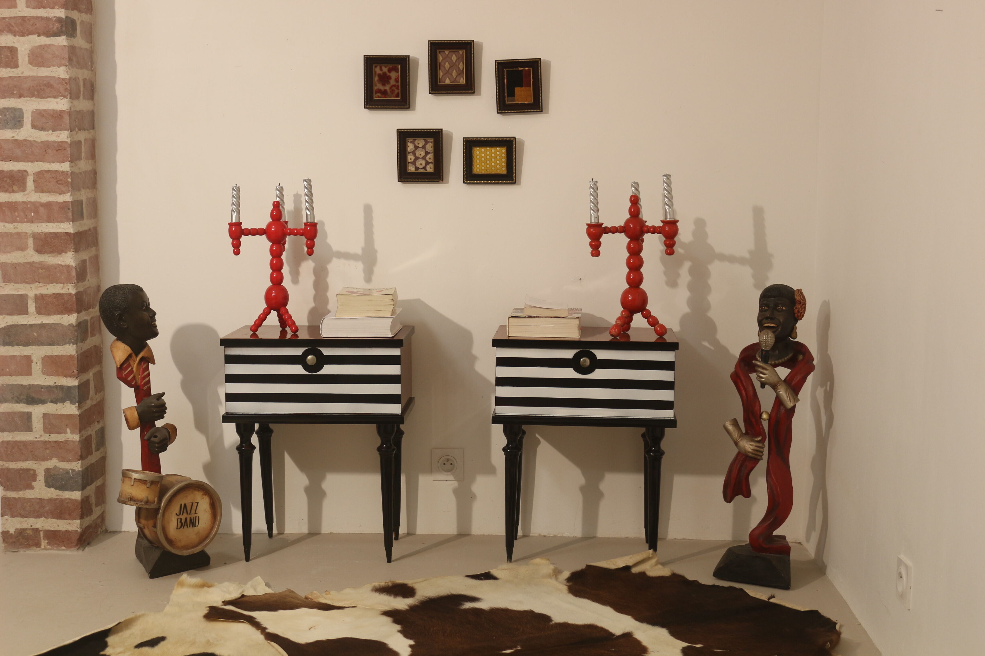 Pair of bedside table restyled swing door year 60