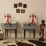 Pair of bedside table restyled swing door year 60