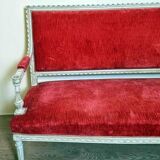 Magnificent Louis XVI 3-seater bench in lacquered wood