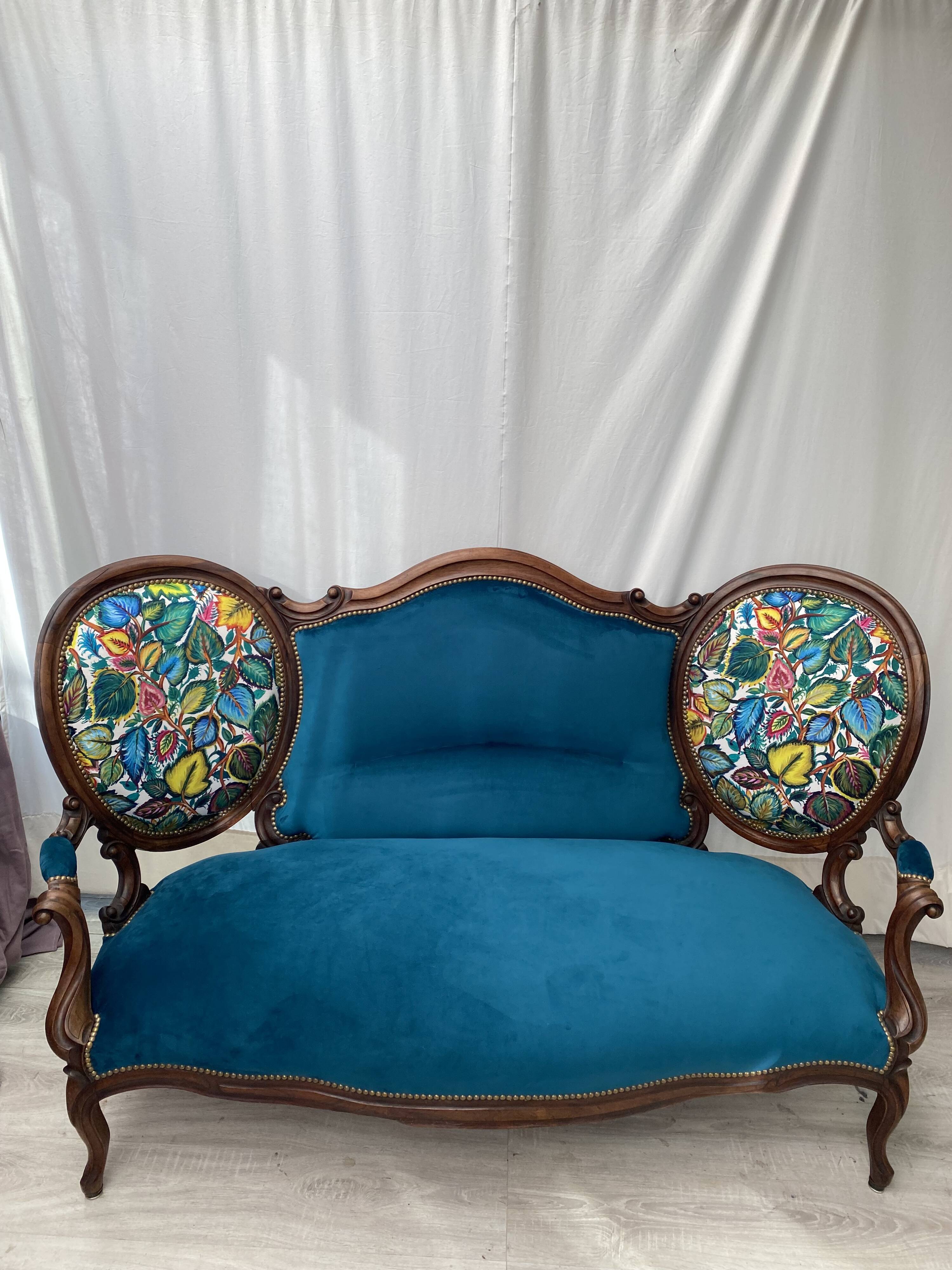 Paire de fauteuils cabriolet retapissés, années 30-40