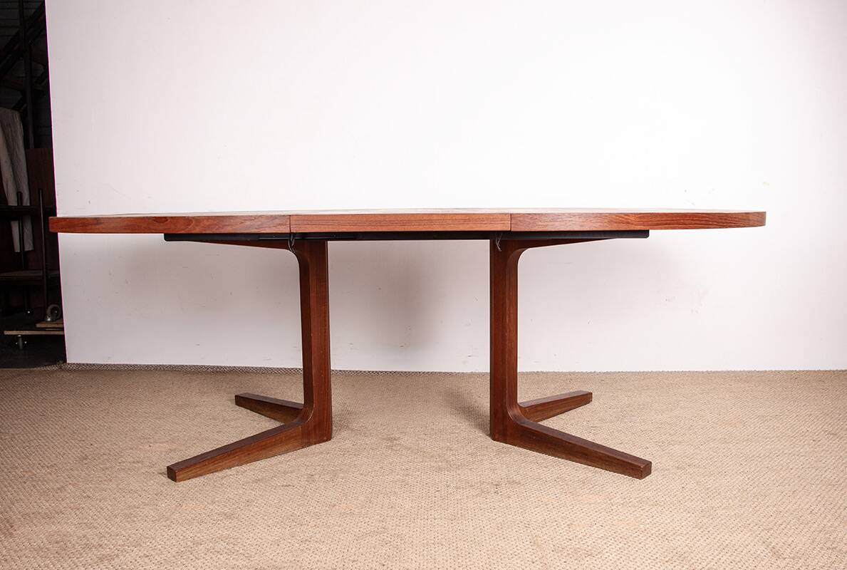 Very large Danish dining table in teak, oval and extendable, Dyrlund.
