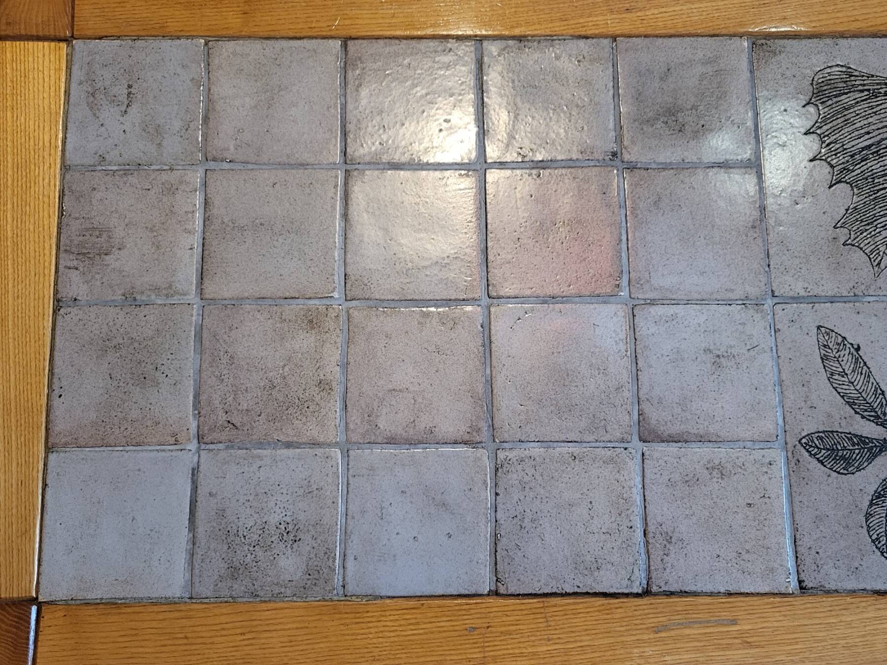 Jacques Blin coffee table in glazed ceramic, oak wood French Riviera 1960 Vintage