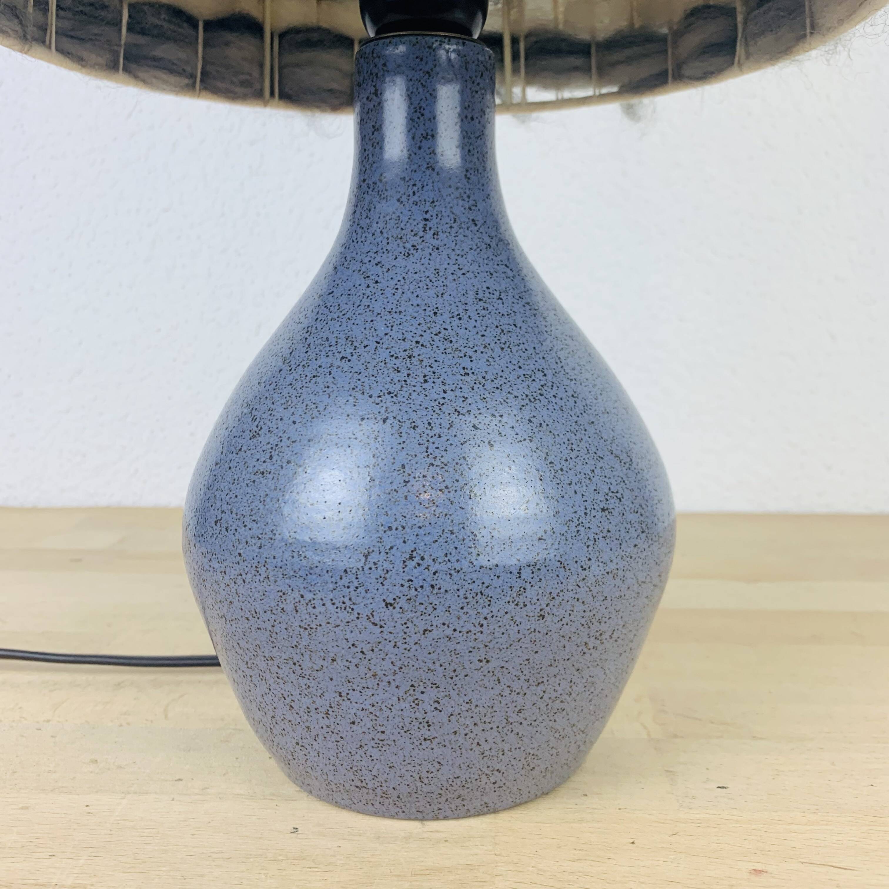 Karoly Balogh ceramic lamp in Dreux, wool lampshade