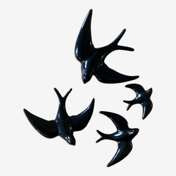 Ceramic swallows, set of 4