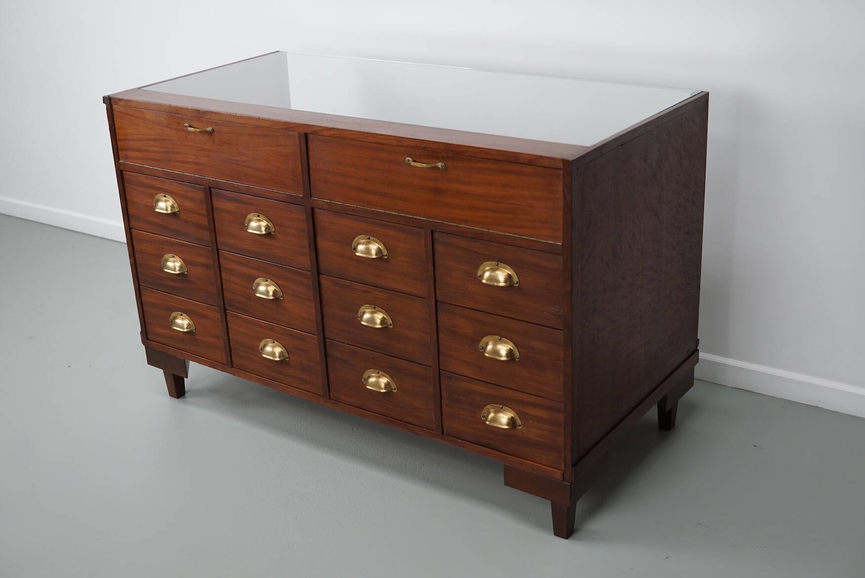 Vintage oak haberdashery cabinet or shop counter, 1950/60