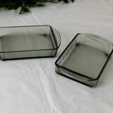 2 coupelles raviers en verre fumé