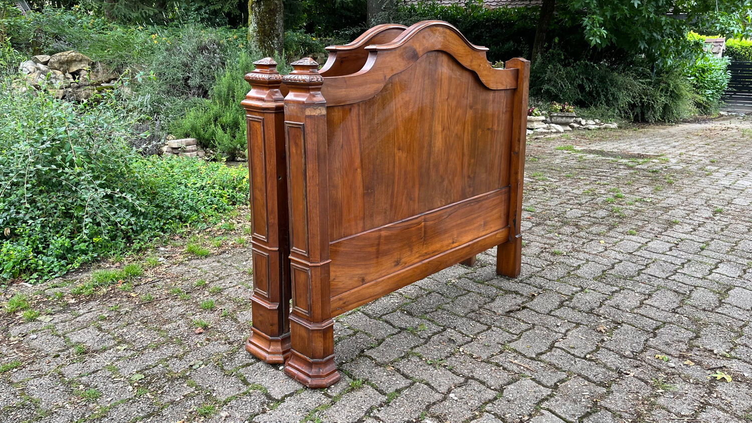 Antique solid walnut boat headboards