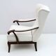 Fauteuil Paolo Buffa style moderne du milieu du siècle, en noyer italien et revêtement bouclé