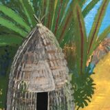 Tableau à l'huile Case Africaine