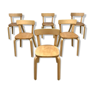 Lot de 6 chaises par alvar aalto pour Artek Finlande, modèle 69