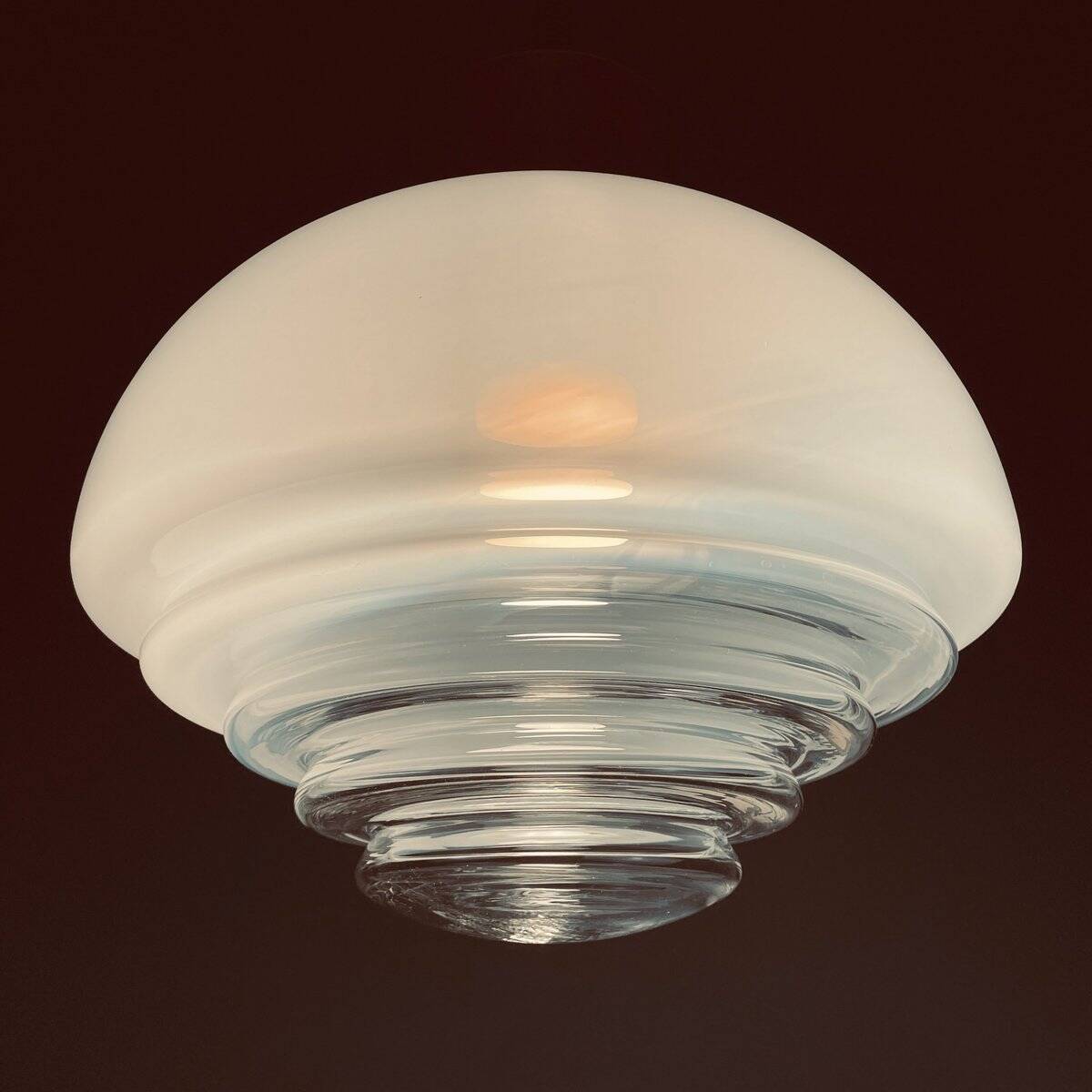 White mid-century Italian pendant lamp by Mazzega, 1970s.