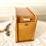 Wooden index card box vintage curtain file