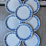 Assiettes à dessert en faïence de Luneville Blue Flowers