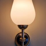 Pair of opaline and brass wall lights, 1950s
