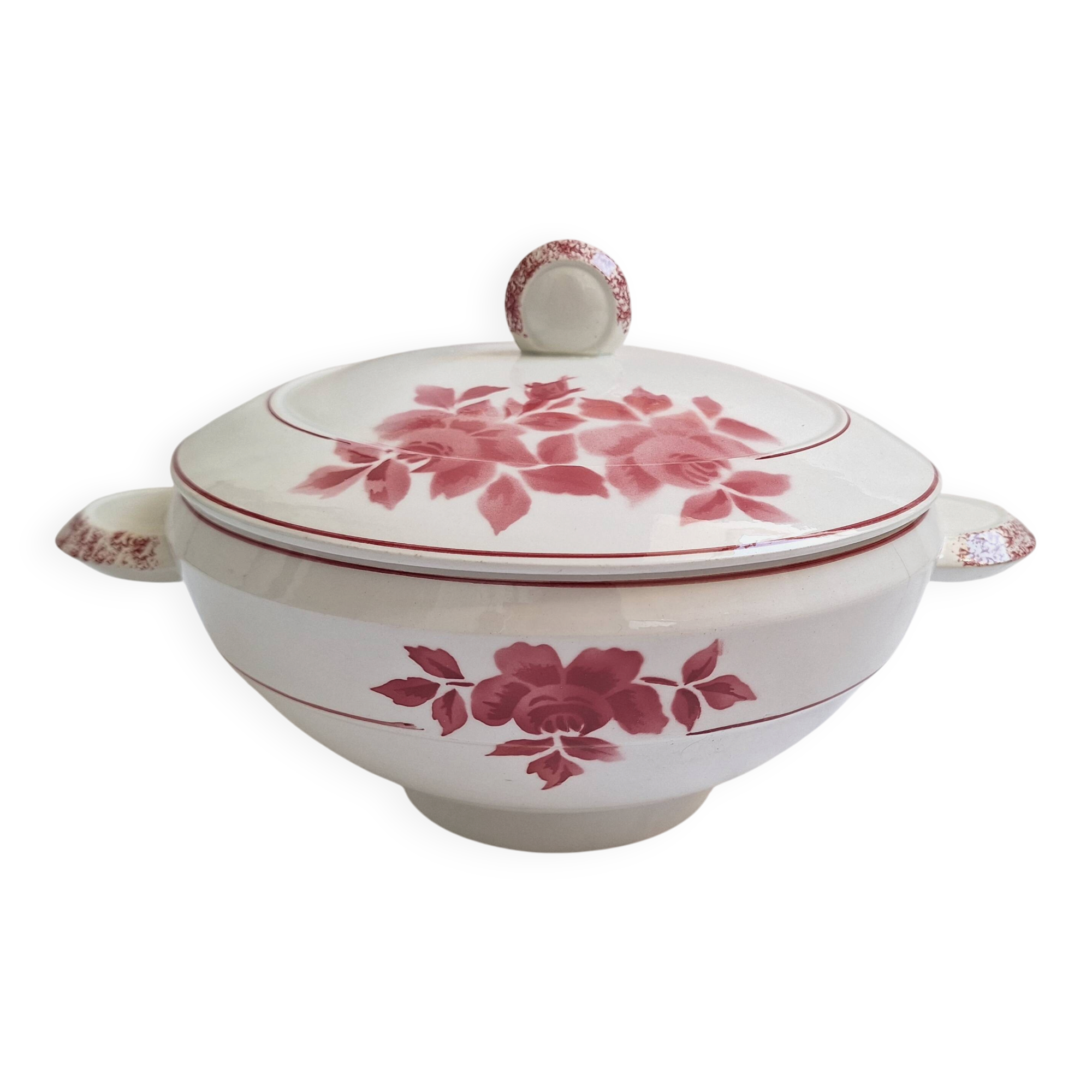 Badonviller pink soup tureen