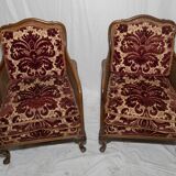 English armchairs, double cannage with cushions.
