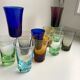 Set of 11 colored glass shot glasses 70s