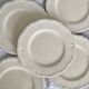 Set of 5 vintage earthenware flat plates stamped Longchamp beige color classic style